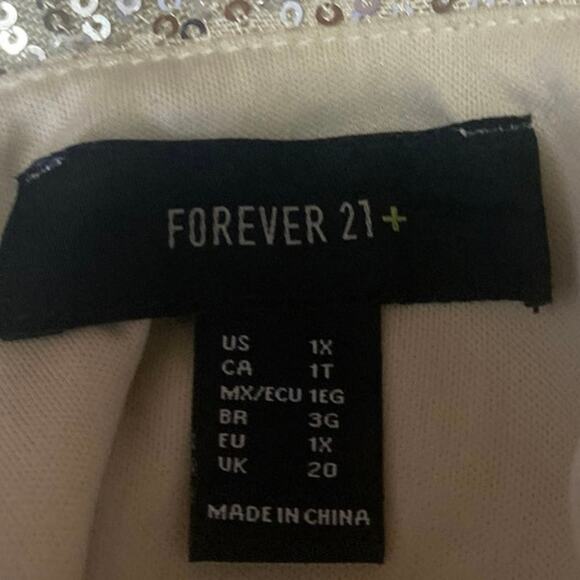 Forever 21 Silver Sequin Sleeveless Cowl Neck Cami Camisole Crop Tank Top Sz 1X - Picture 3 of 4